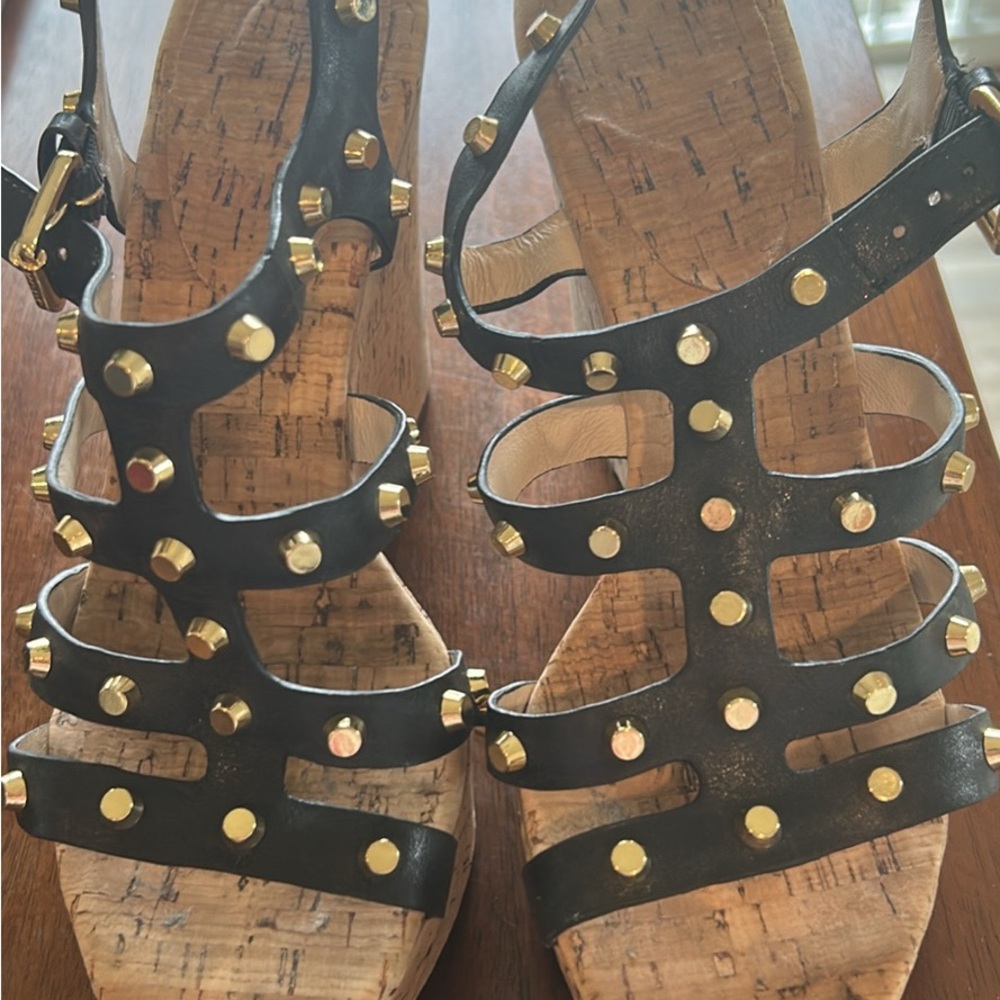 MICHAEL Michael Kors Black and Gold Wedges